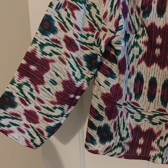 Jones New York Embellished Neck Blouse Small Petite Satin Purple Beaded Sequins - Picture 5 of 7